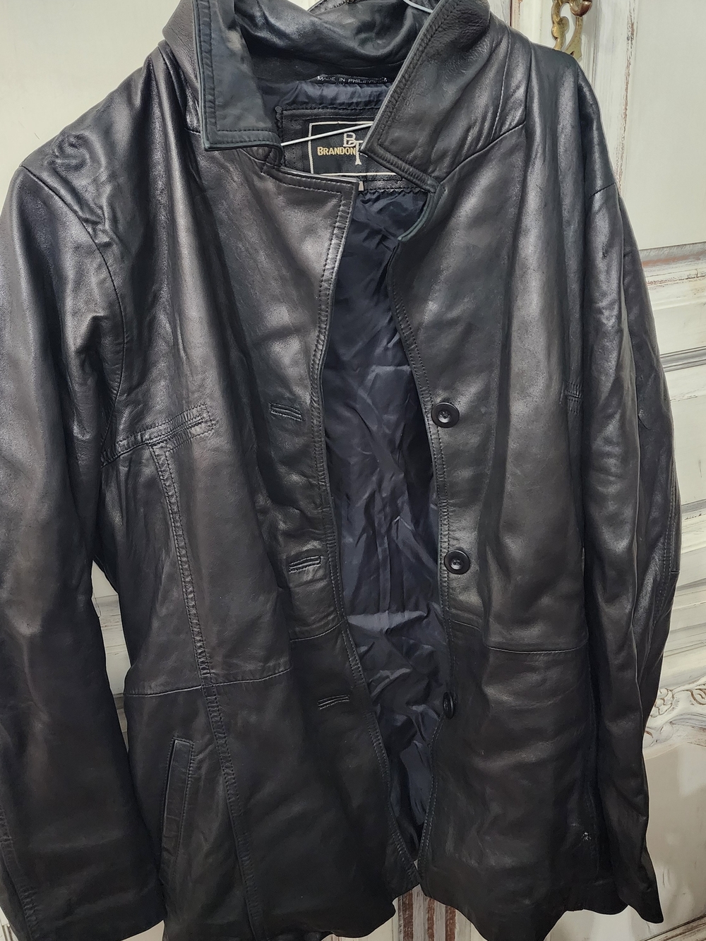 Brandon Thomas Black Leather Shirt Jacket